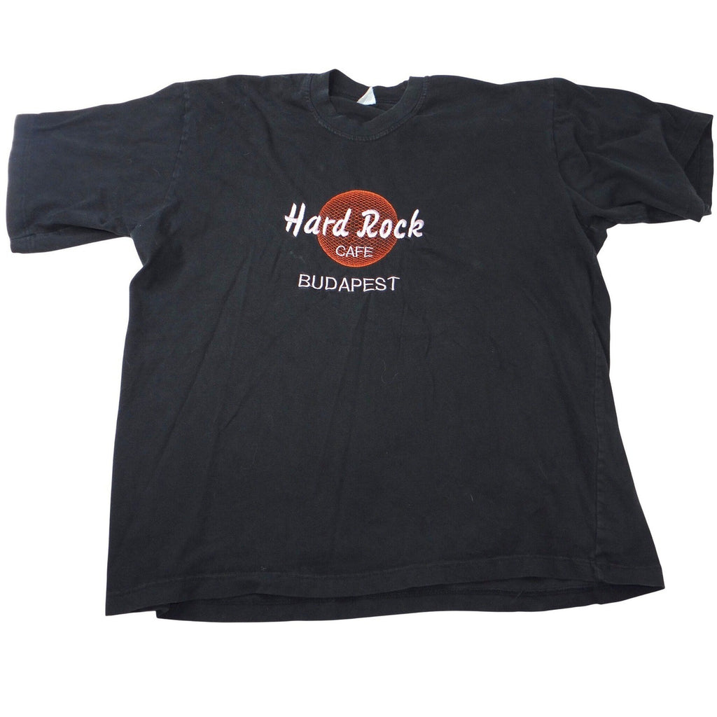 Hard Rock Cafe Budapest Black Embroidered T Shirt Mens XL