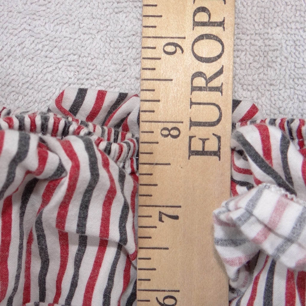 Red White Blue Striped 2 Piece Set Ruffle Crop Top and Shorts Americana Summer