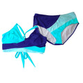 NWT-Rosvigor Womens Plus Size 3XL Colorblock Bikini Set Purple Teal High Waist
