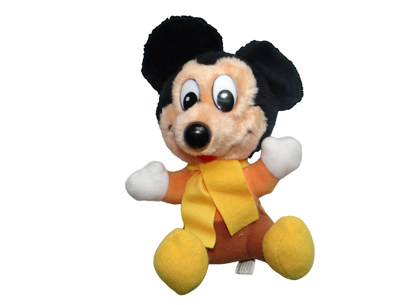 Vintage Disney Mickey Mouse A Christmas Carol Plush Toy with Yellow Scarf