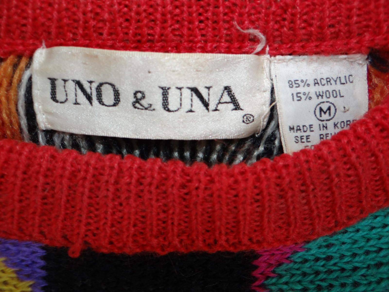 Vintage UNO & UNA Colorful Patterned Knit Sweater