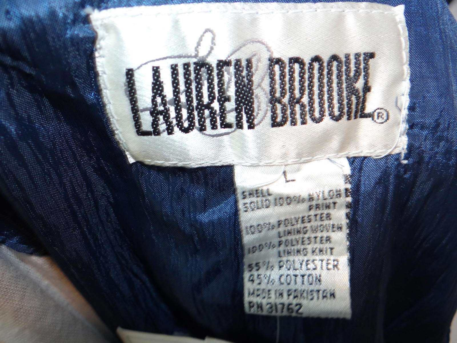 VINTAGE NWT Lauren Brooke Quilted Patterned Blue Jacket