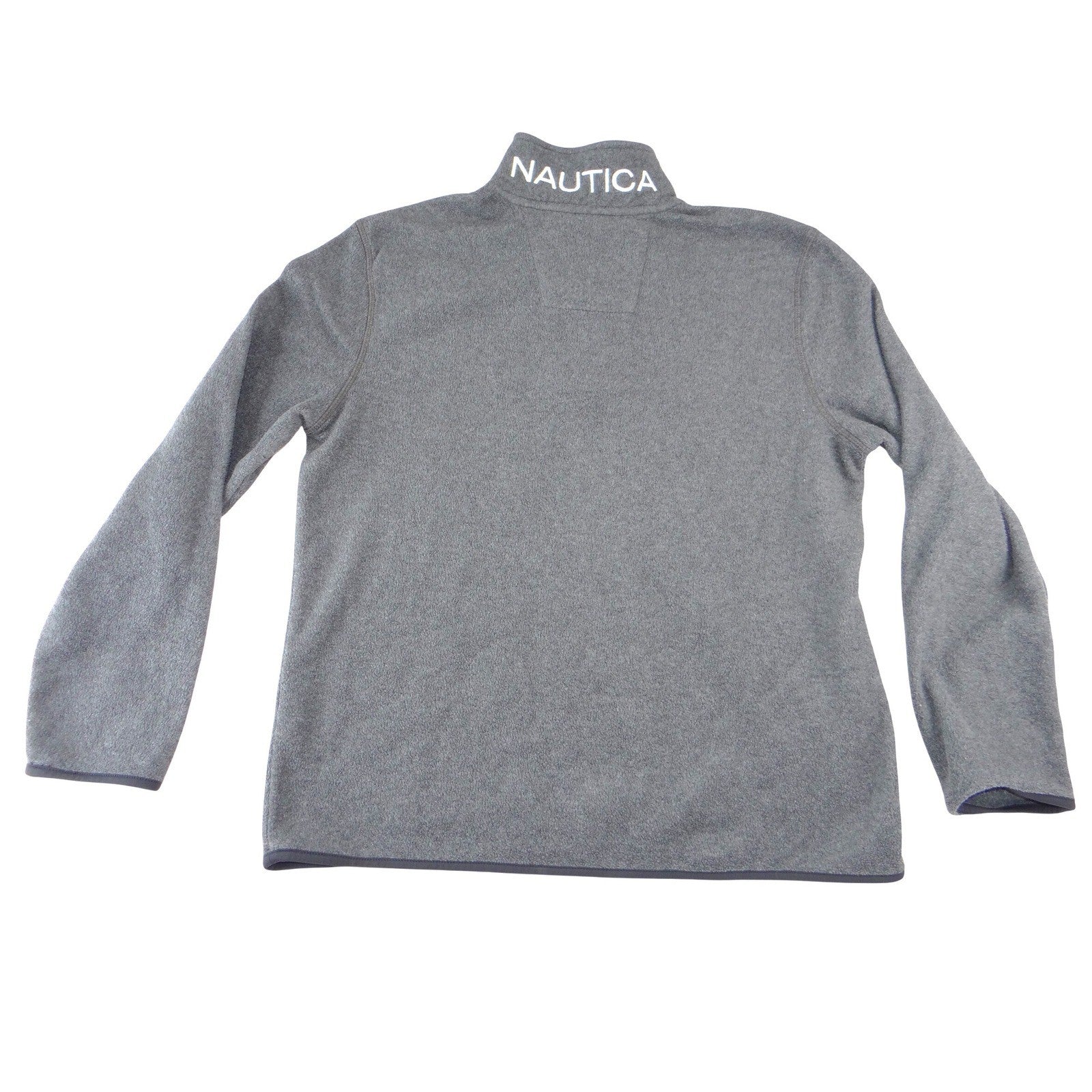 Nautica Mens Quarter Zip Fleece Pullover Charcoal Gray Logo Mock Neck Size M