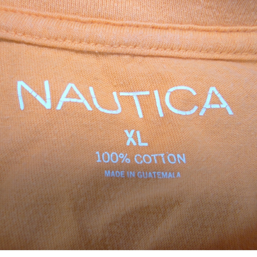 Nautica Sailing Graphic T-Shirt Mens XL Orange Coast to Coast Cotton Crewneck
