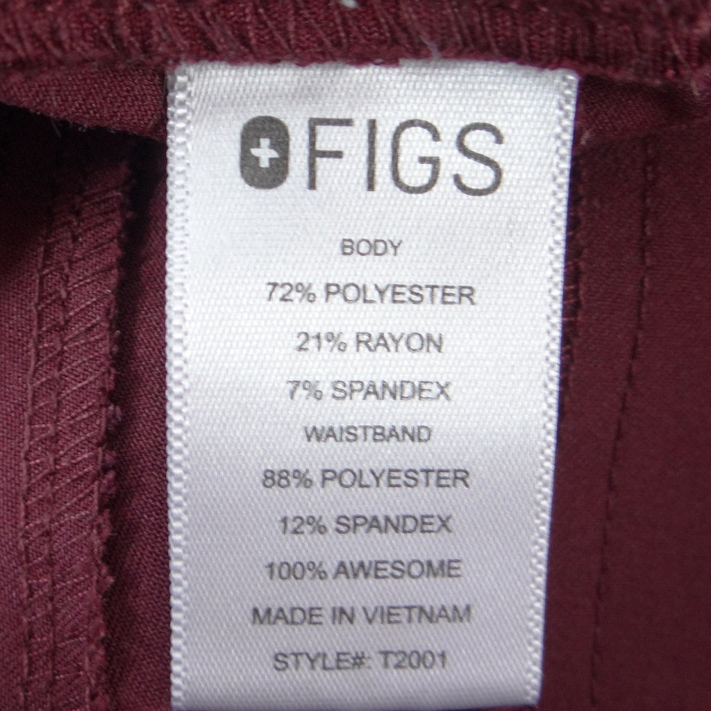 FIGS Technical Collection  Burgundy Cargo Scrub Pants Women XS Straight Leg