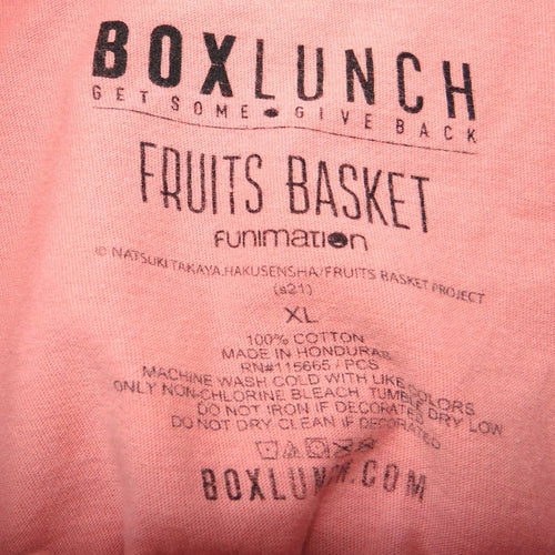 BoxLunch Womens XL Fruits Basket Anime Graphic TShirt Pink Crew Neck Cotton