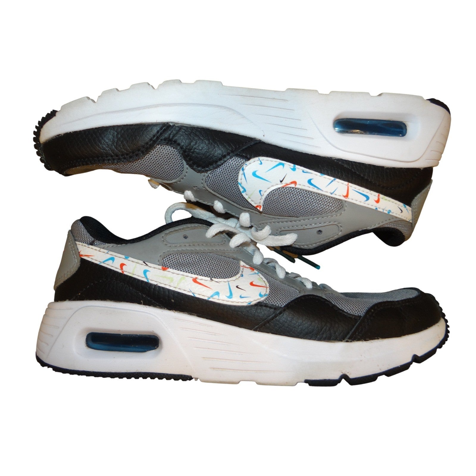 Nike Air Max Kids 4.5Y Youth Gray Black White Multi Swoosh Sneakers DM7592