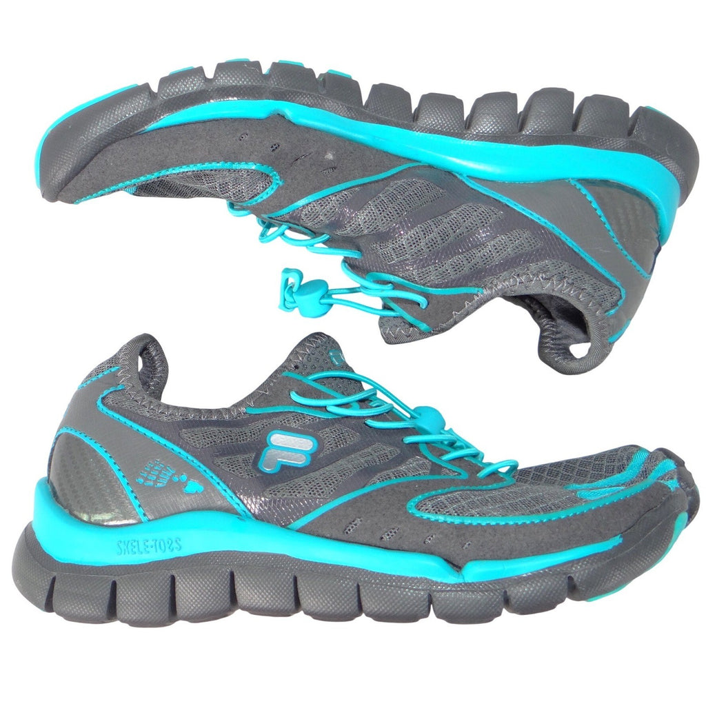 Fila Skele-Toes EZ Slide Womens 7.5 Gray Teal Four Toe Barefoot Shoes