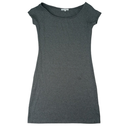 ANTISTAR Women's Charcoal Gray Ribbed Boat Neck Short Sleeve Dress Size L