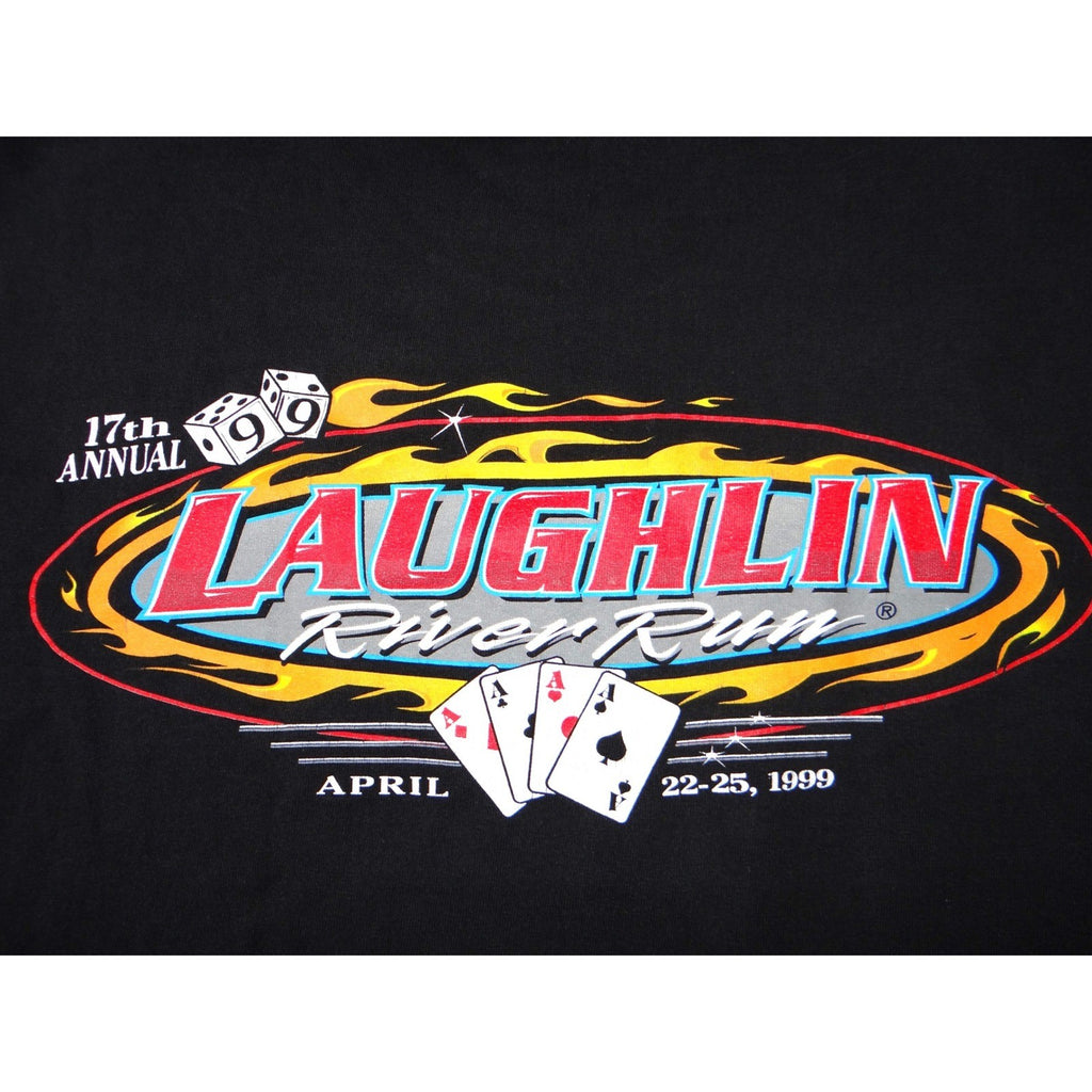 Vintage 1999 Laughlin River Run Biker T-Shirt Mens Large Black Hanes 90s Rally