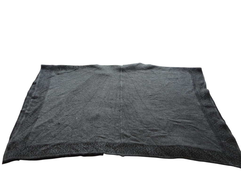 Black and Gray Women's Wool Wrap Shawl with Toggle Closure