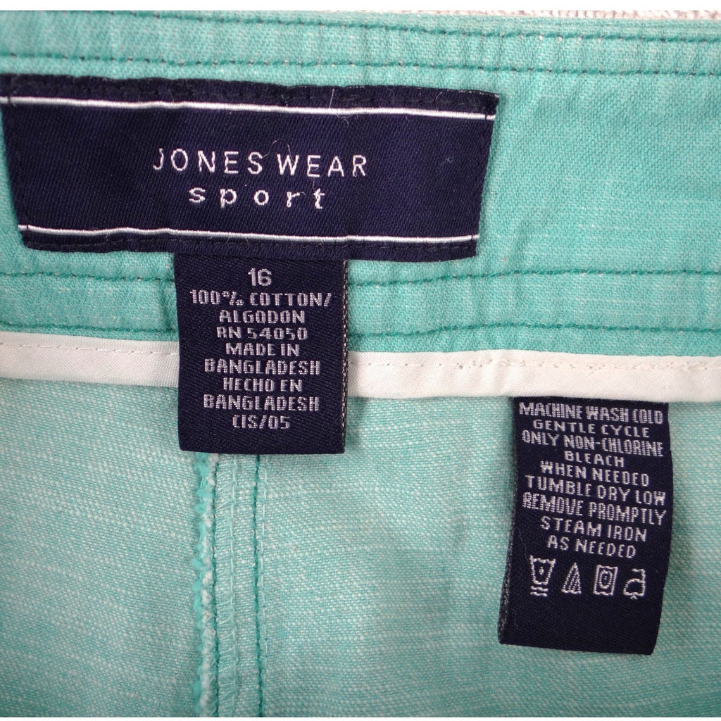 NWT-Jones Wear Sport Women Teal Green Wide Leg Cotton Pants 100% Cotton Size 16