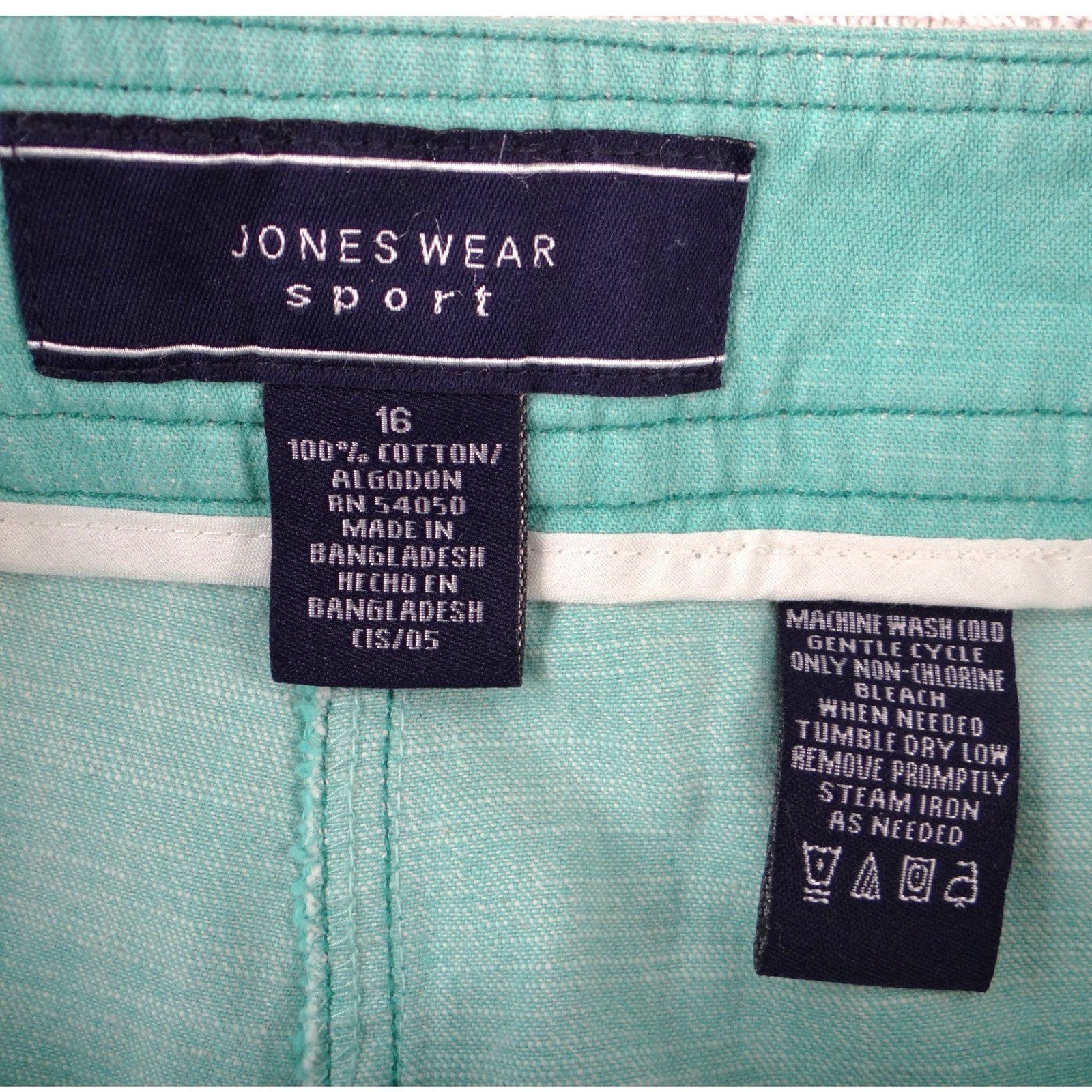 NWT-Jones Wear Sport Women Teal Green Wide Leg Cotton Pants 100% Cotton Size 16