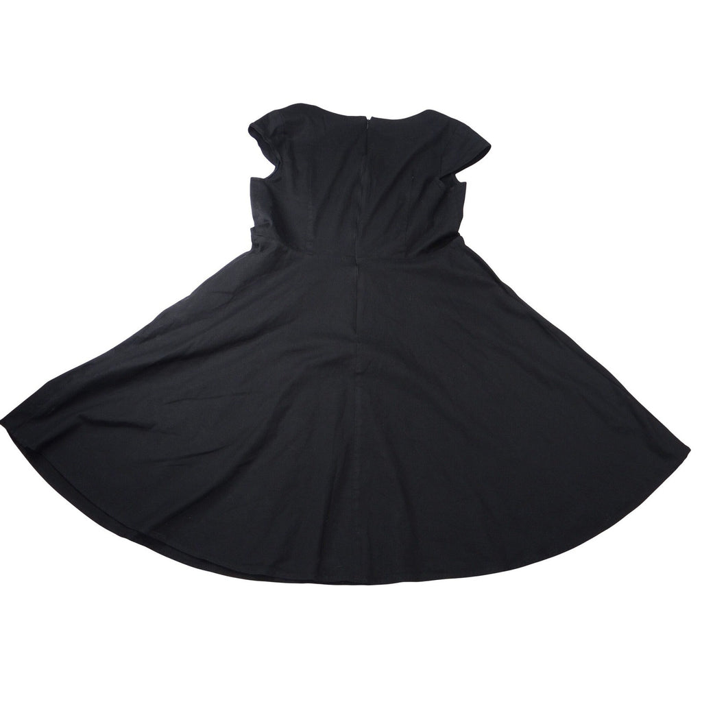 Hanpceirs Black Cap Sleeve Square Neck Fit and Flare Dress Women's XL