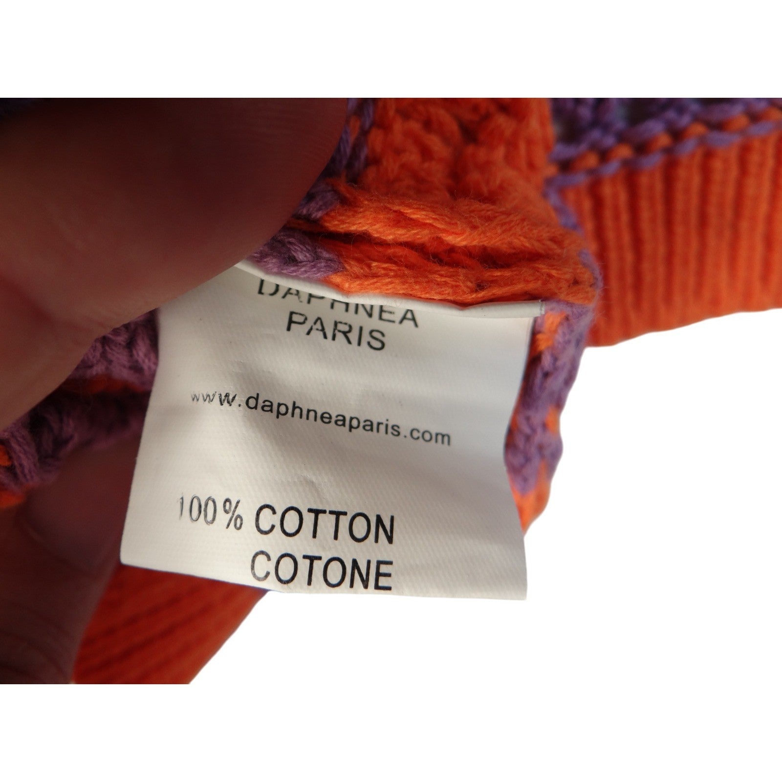 Daphnea Paris Striped Crochet Knit Top Orange Purple Short Sleeve Women S