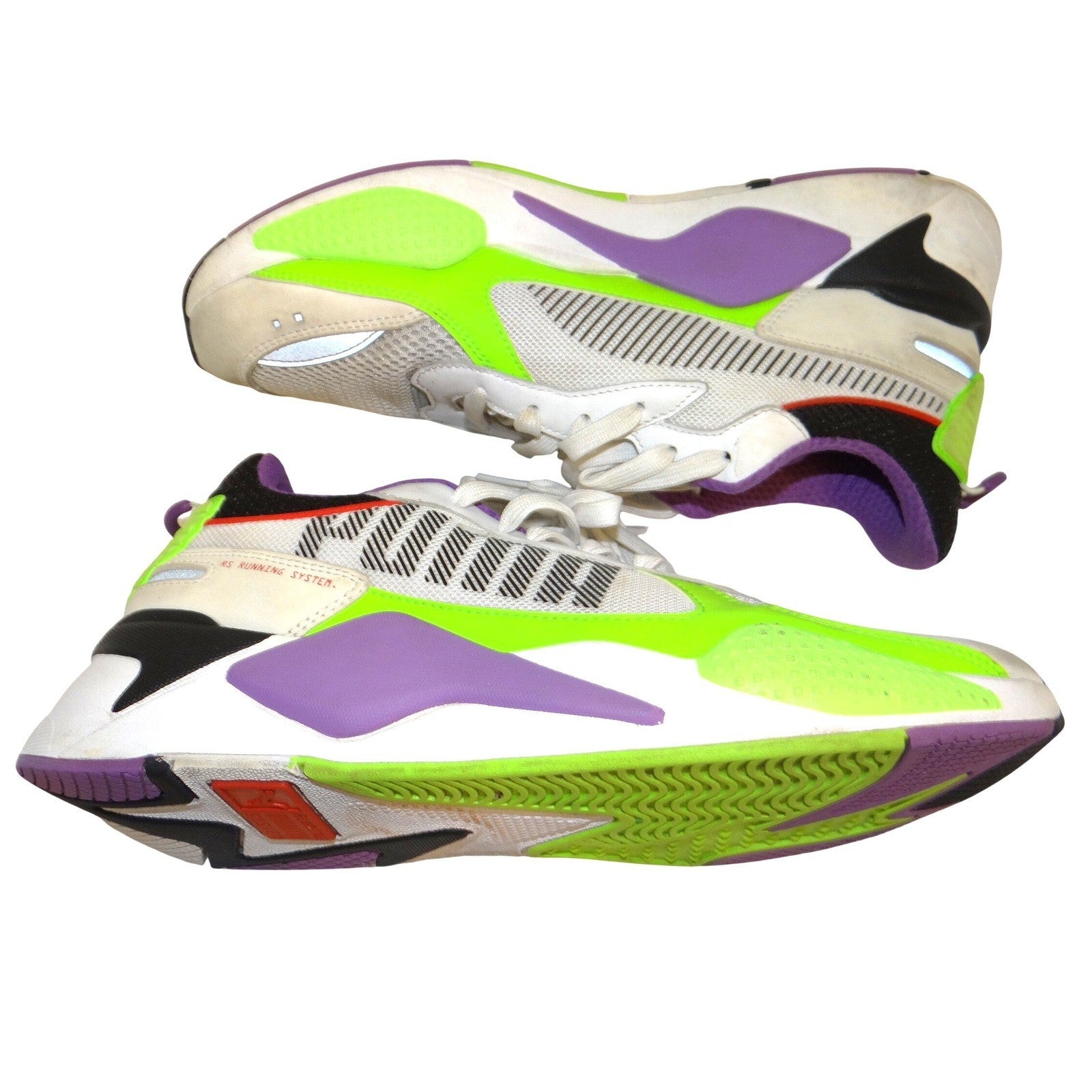 Puma RS-X Hard Drive White Lime Green Purple Black Sneakers 372715-02 Mens 11