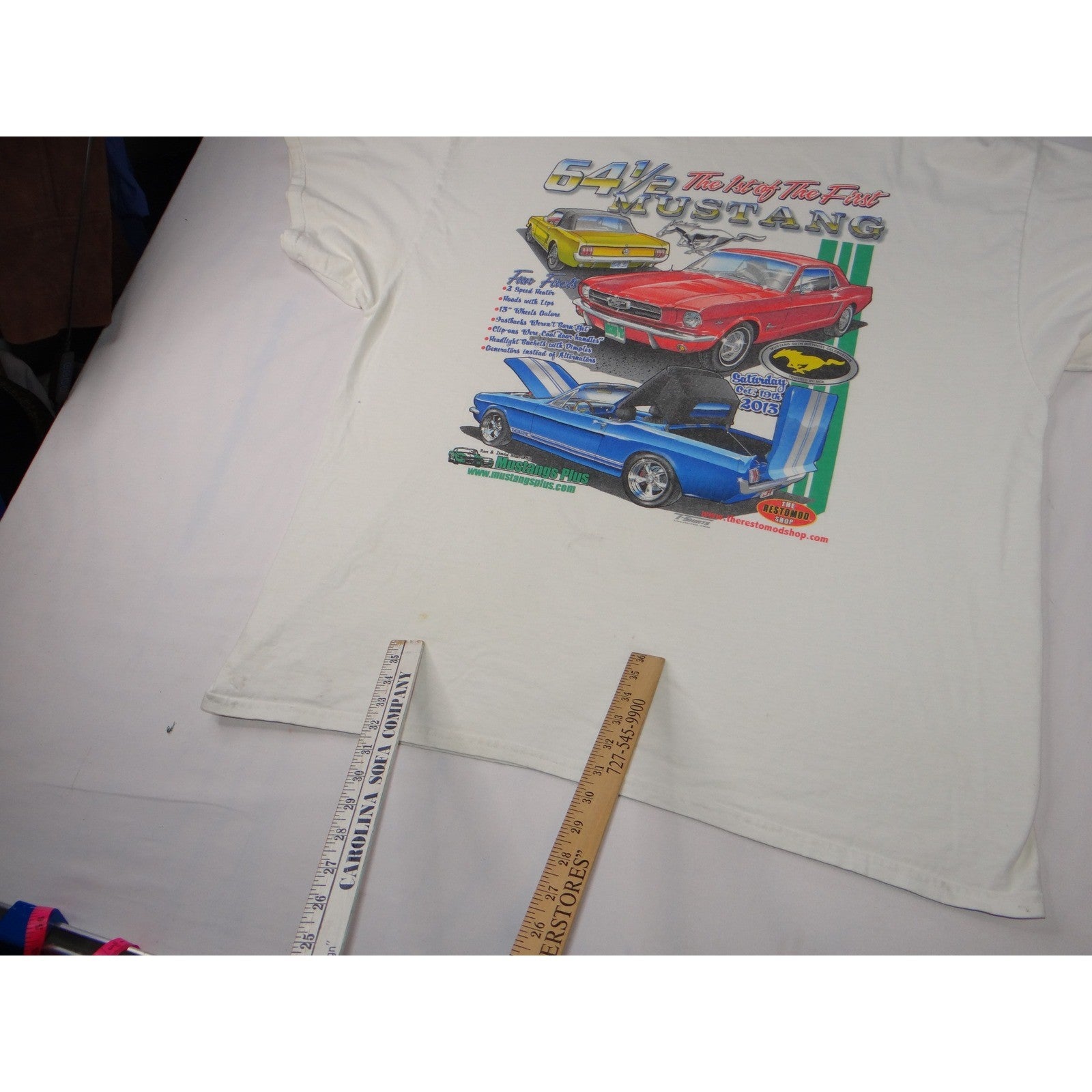 White Gildan Ultra Cotton 64 1/2 The 1st of The First Mustang T Shirt Size 2XL