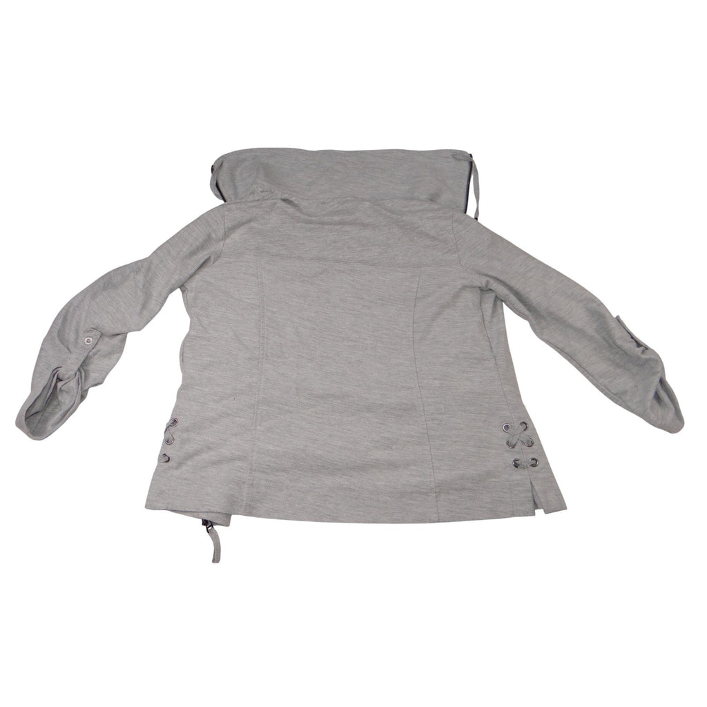 Coral Bay Energy Gray Full Zip Mock Neck Lace Up Side Jacket PS