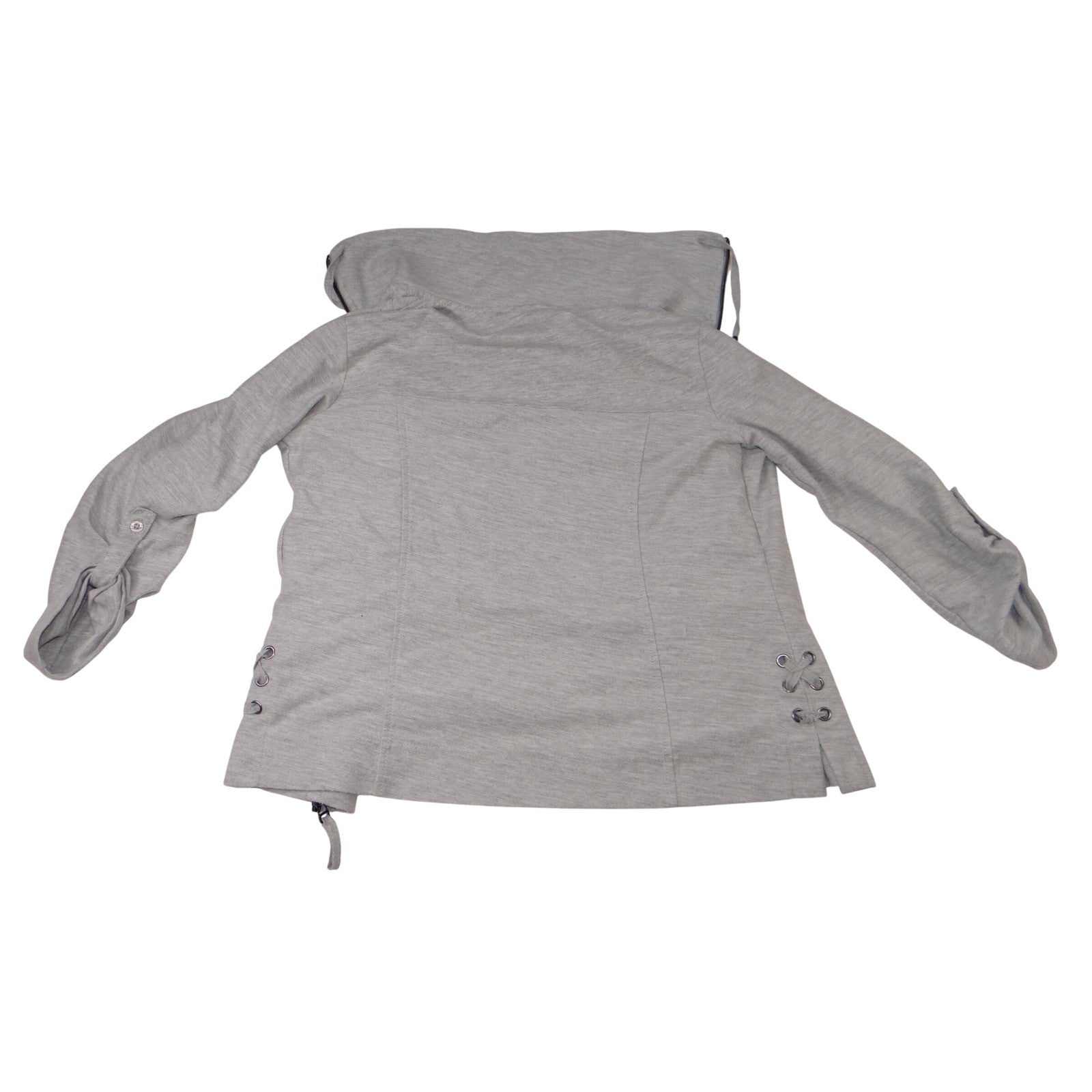 Coral Bay Energy Gray Full Zip Mock Neck Lace Up Side Jacket PS