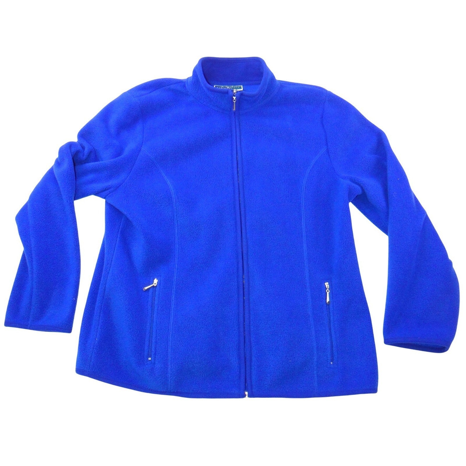 Karen Scott Sport Royal Blue Fleece Full Zip Mock Neck Jacket Womens Large