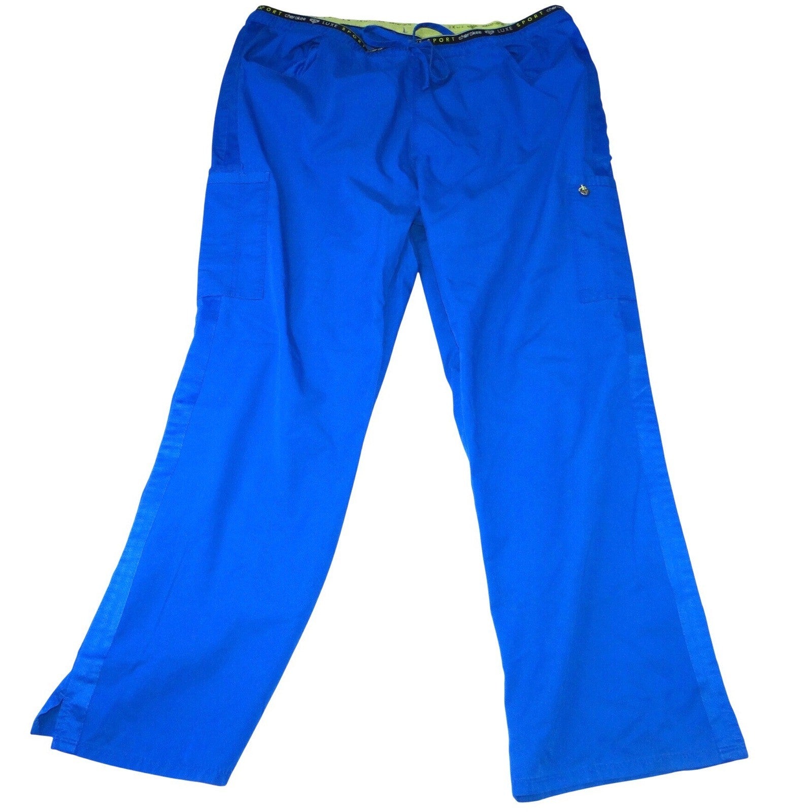 Cherokee Luxe Sport Royal Blue Scrub Pants Cargo Drawstring XL CK003