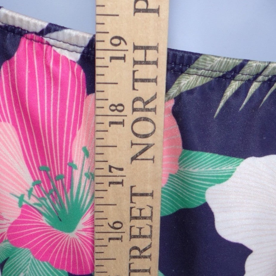 Lane Bryant Womens 22 Floral Blouson Tankini Top Navy Pink Tropical Swim
