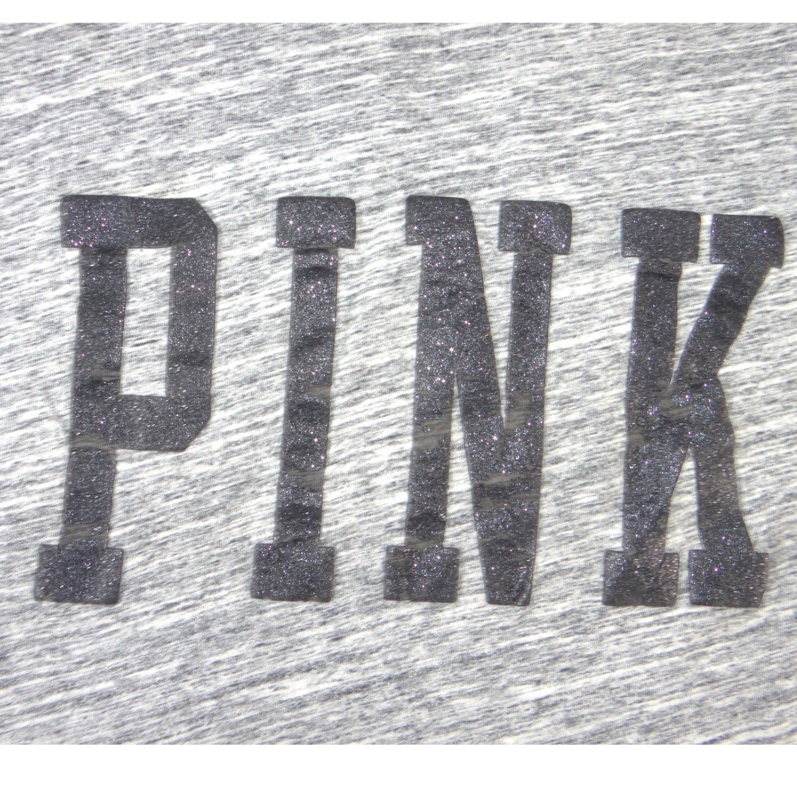 PINK Victoria's Secret Raglan Baseball Tee Gray Black Glitter Logo Size L