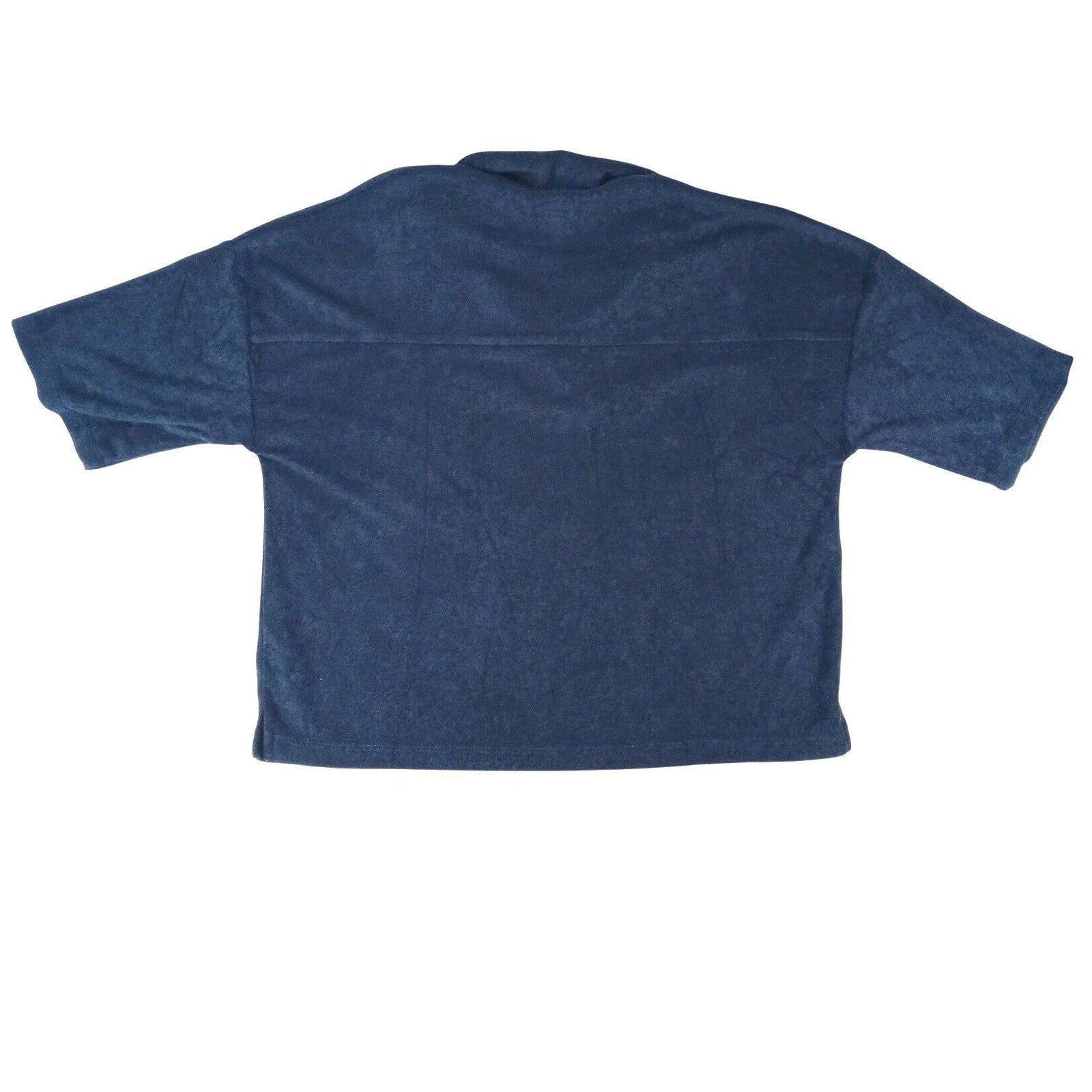 C&C California Navy Blue Terry Cloth Collared Short Sleeve Top Size L