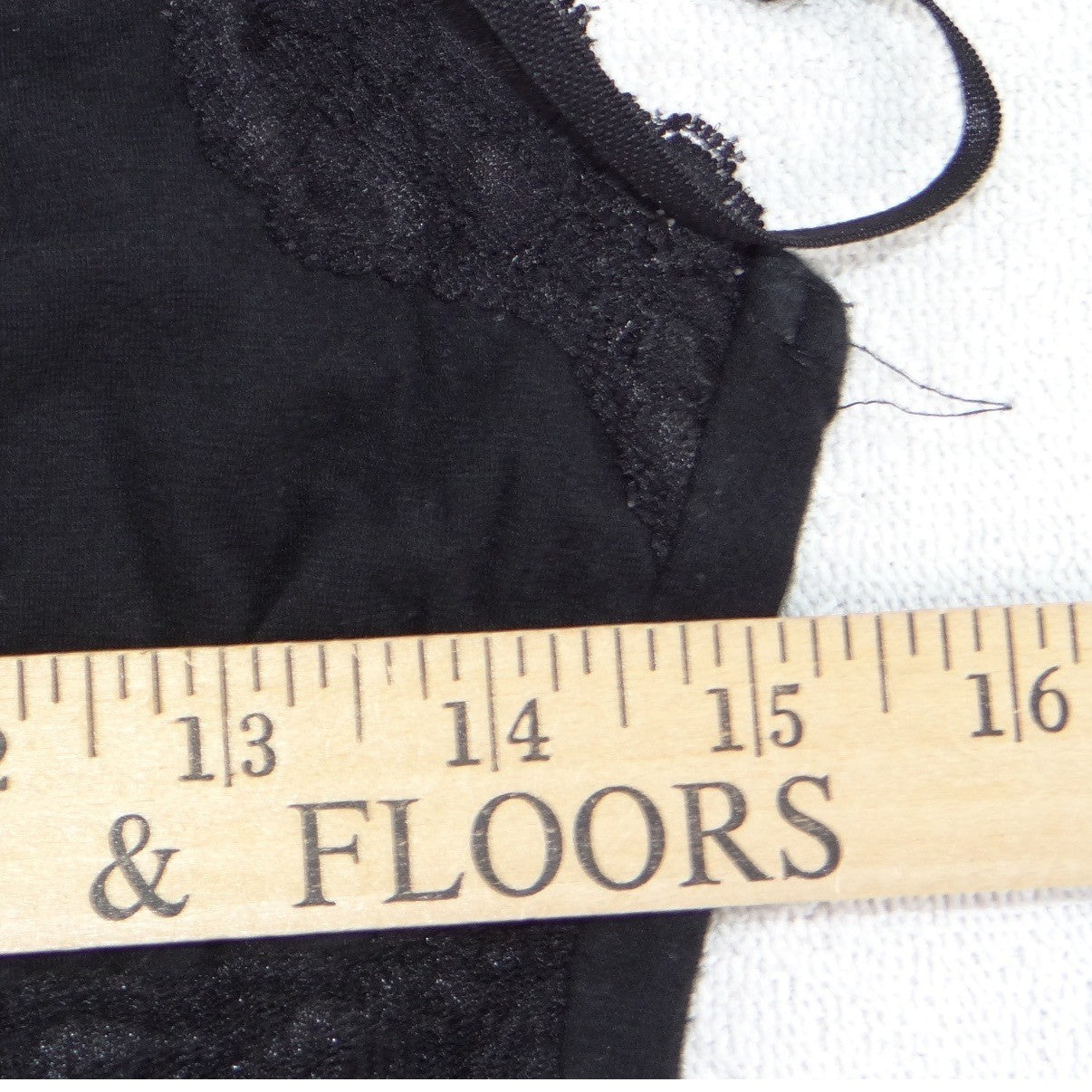 Self Esteem Womens Black Lace Trim Camisole V-Neck Adjustable Straps Tank Top L