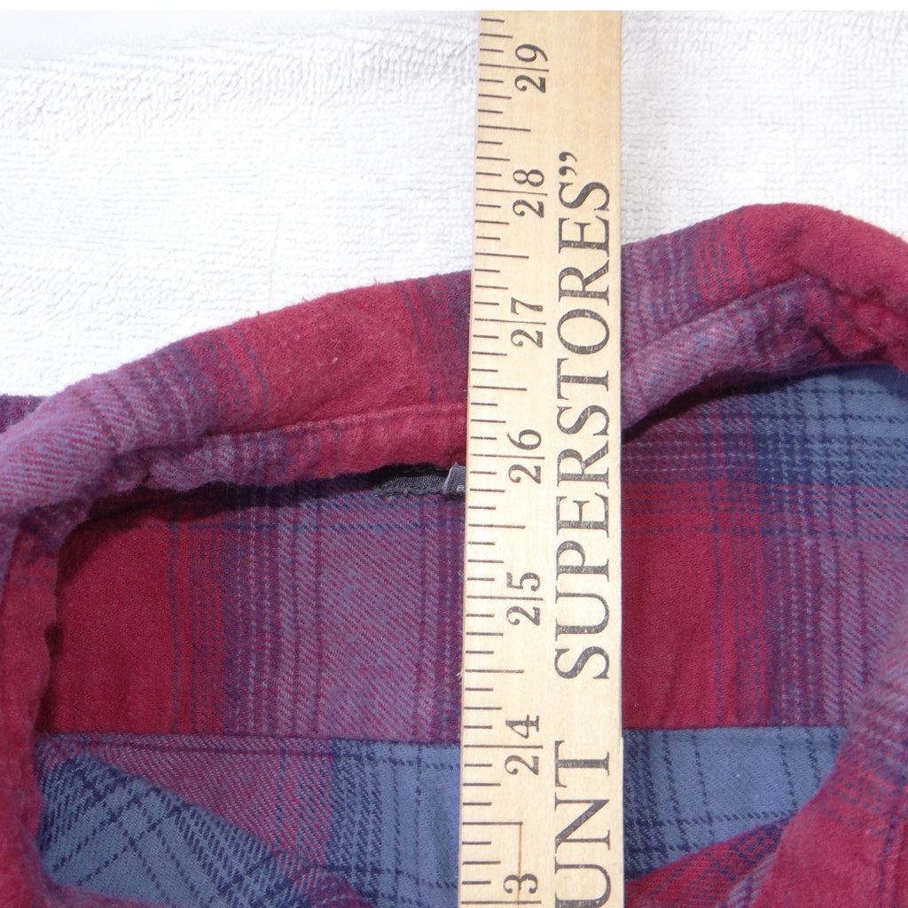 Eddie Bauer Mens Large Red Blue Plaid Flannel Button Down Shirt Long Sleeve