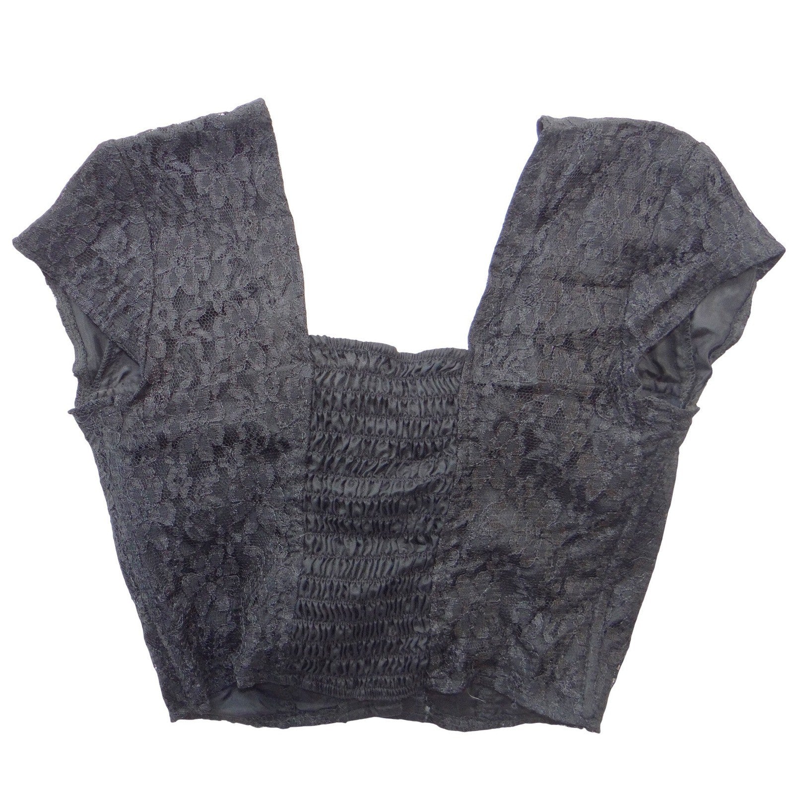 Mirrors Vintage Black Floral Lace Corset Top Bustier Cropped Whimsigoth Size 5