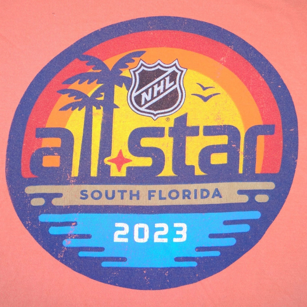 American Needle Mens NHL All Star South Florida 2023 T-Shirt Coral Orange L