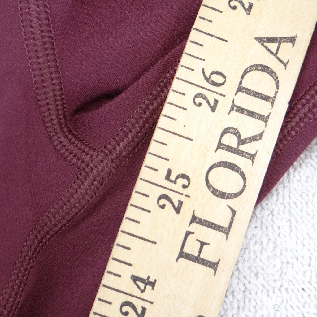 90 Degree by Reflex Womens High Rise Leggings Burgundy 7/8 Length
