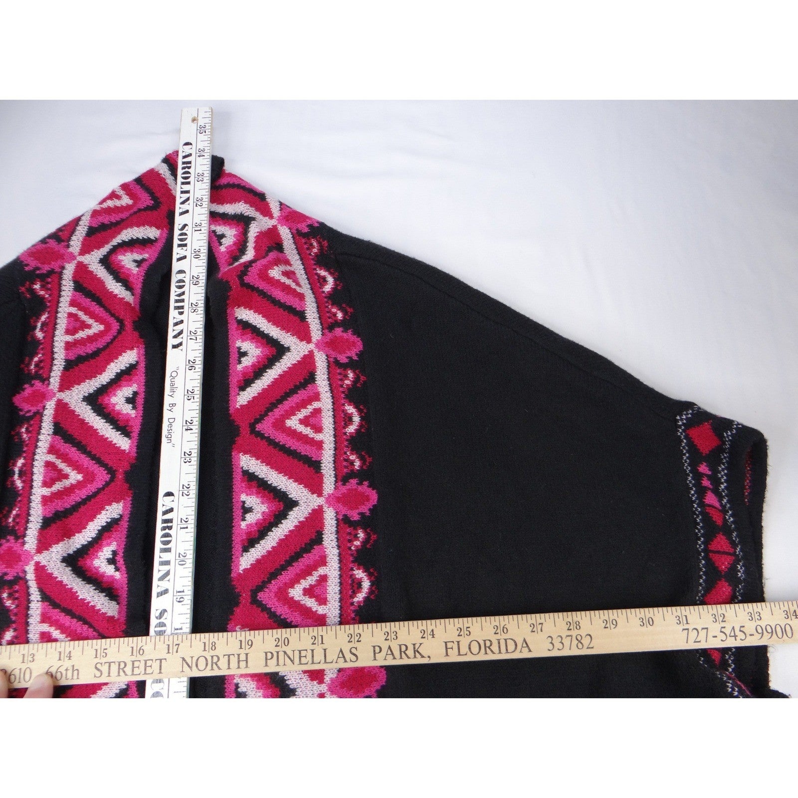The Pioneer Woman Black Geometric Aztec Open Front Cardigan Sweater S M