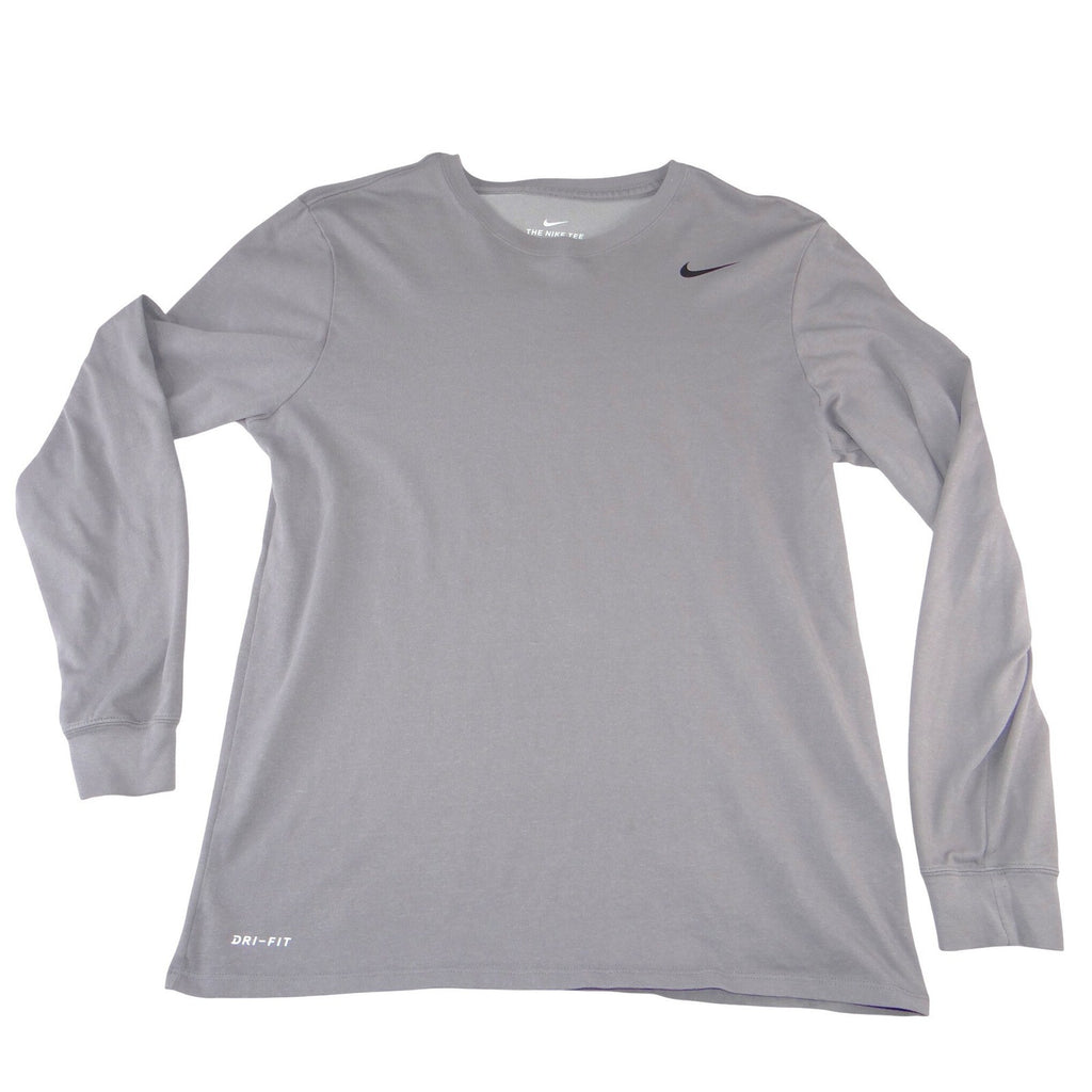 Nike Dri-FIT Mens Long Sleeve Training Shirt Grey Athletic Cut Large