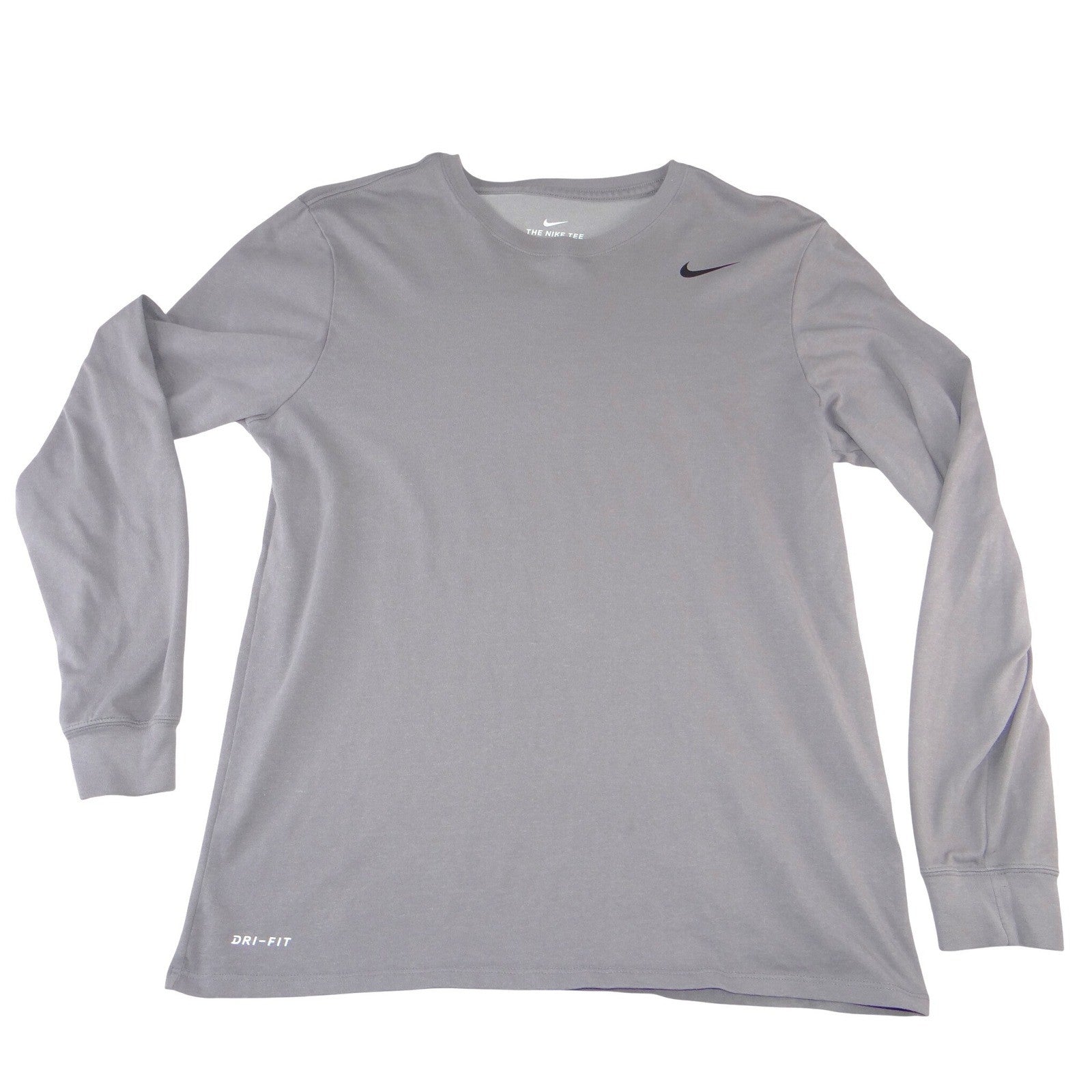 Nike Dri-FIT Mens Long Sleeve Training Shirt Grey Athletic Cut Large
