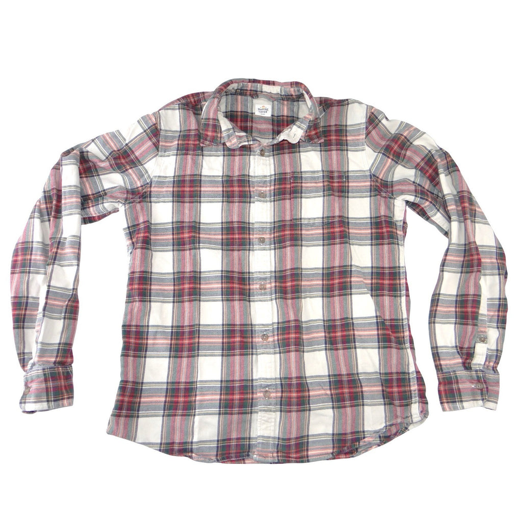 Marine Layer Mens Marge Plaid Flannel Button Down Shirt Red Green Multi Size M