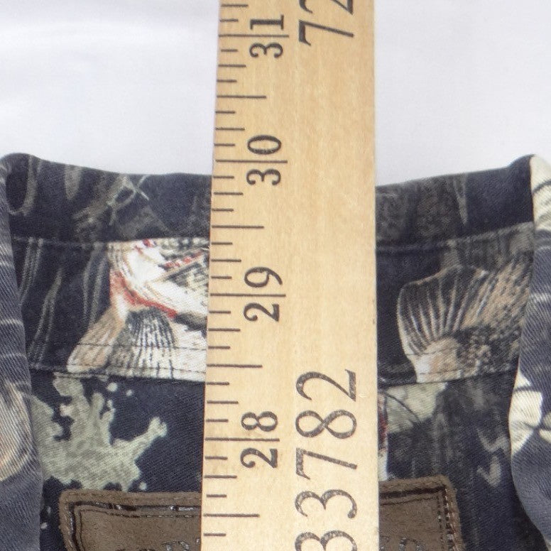 North River Outfitters Mens Bass Fishing Print Button Down Shirt Blue Size M