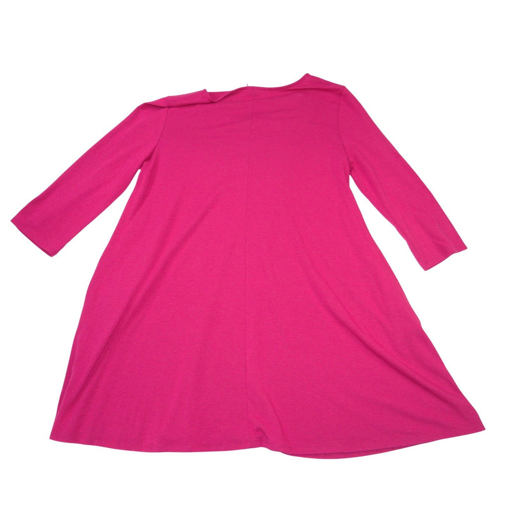 Zenana Premium Magenta Pink Lattice Neck Tunic Top 3/4 Sleeve Pockets 1X