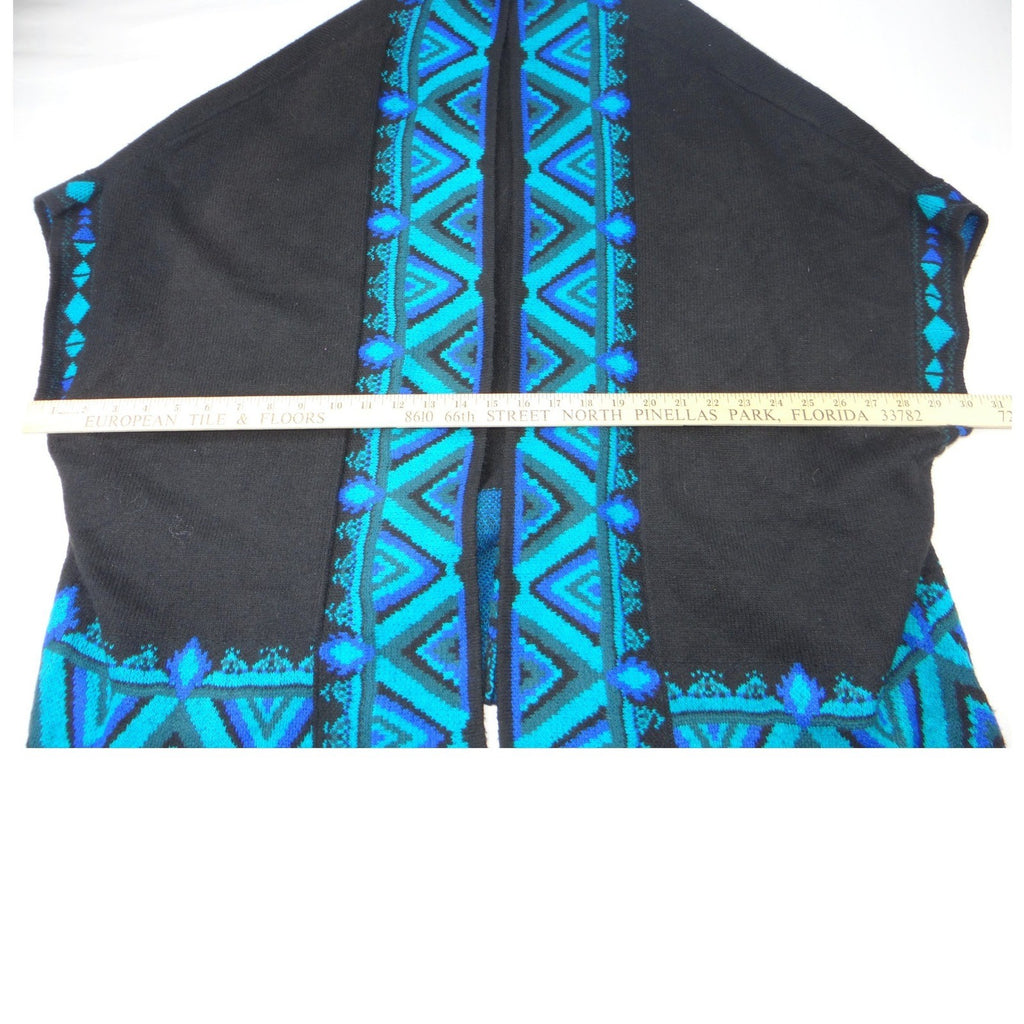 The Pioneer Woman Black Blue Geometric Print Open Front Cardigan Sweater S M