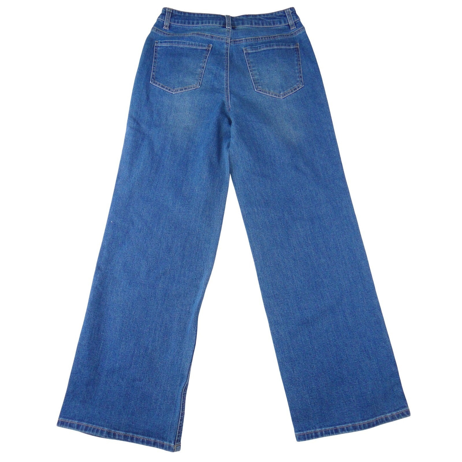 Camila Coelho Womens Studded Side Wide Leg Jeans Blue Medium Wash High Rise 8