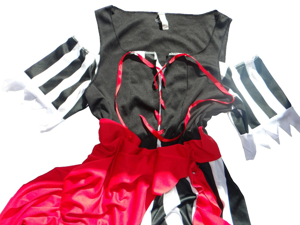 Women's Pirate Black, Red, and White Striped Costume Dress