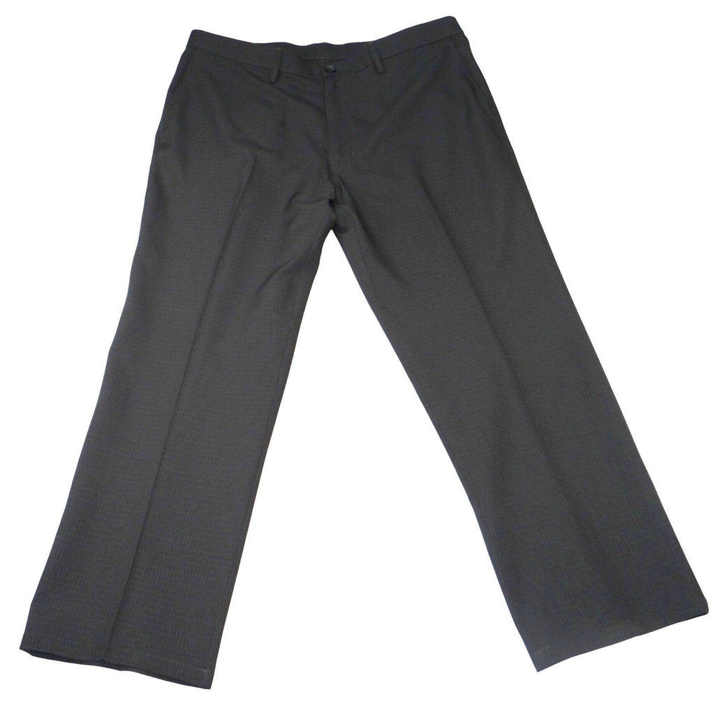 Haggar H26 Mens Dress Pants 38x29 Charcoal Black Micro Check Straight Leg Slacks