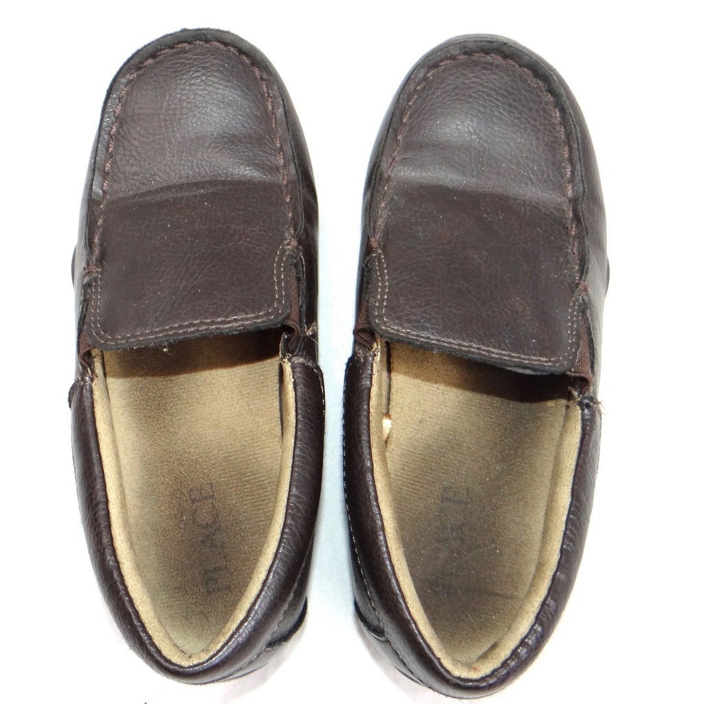 Kids Brown Faux Leather Slip On Loafer Shoes Size 13