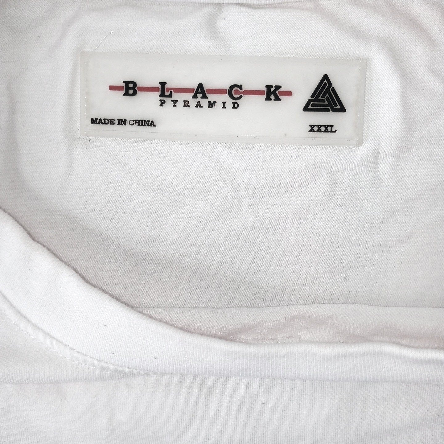 Black Pyramid Sport TShirt Mens XXXL White Blue Red Color Block Flag Patch
