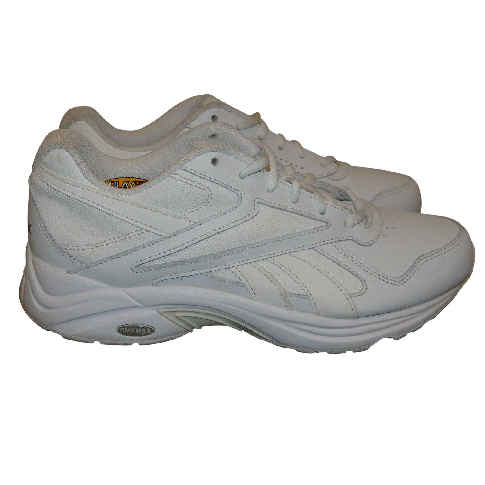 Reebok DMXMAX White Leather Wide 2E Walking Shoes Men's Size 8