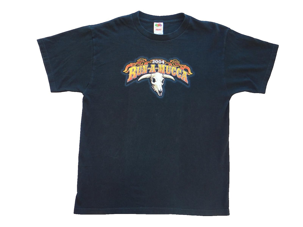 2004 Run-A-Mucca Motorcycle Run Black Graphic T-Shirt