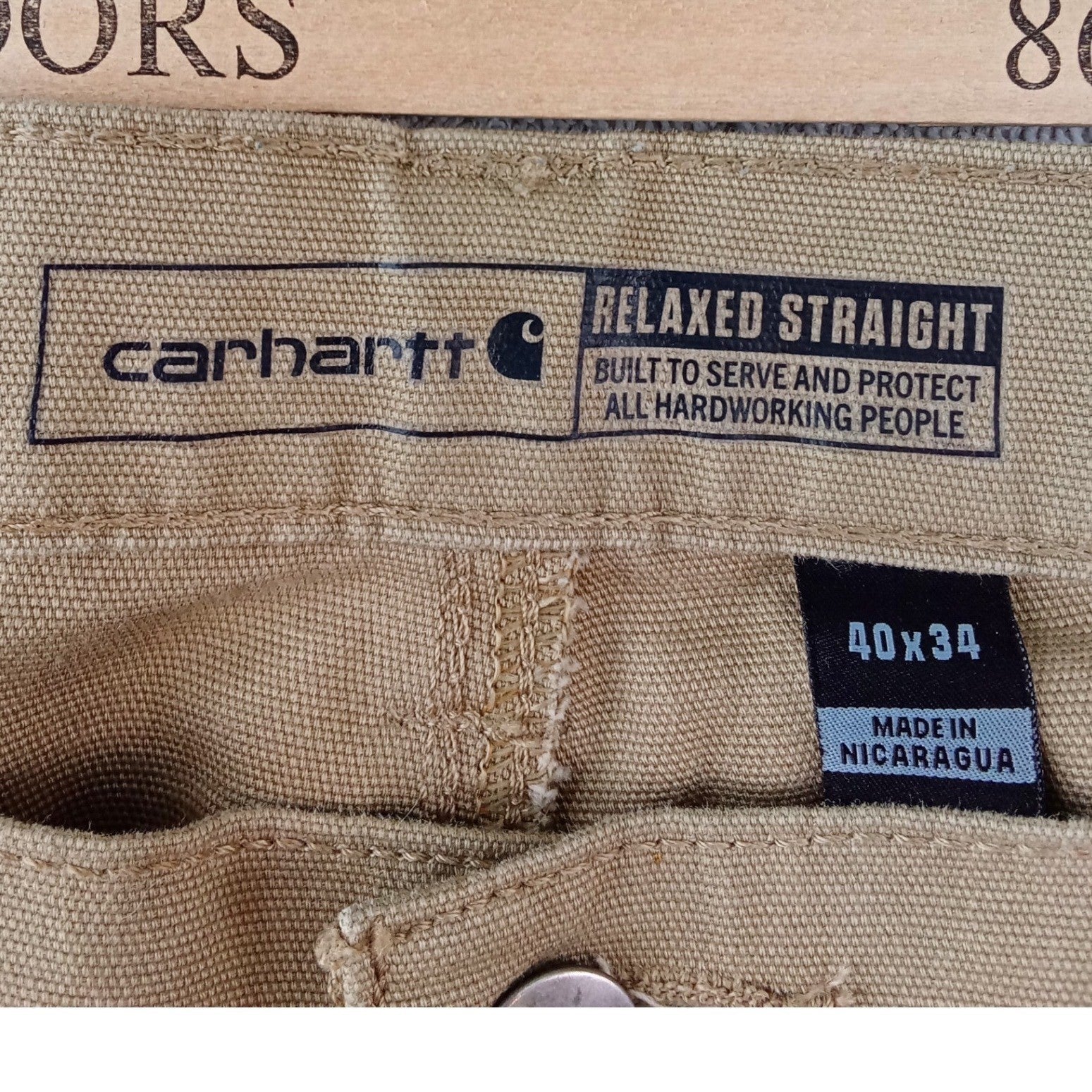 Carhartt Relaxed Straight Fit Work Pants Mens 40x34 Tan Canvas Utility Trousers