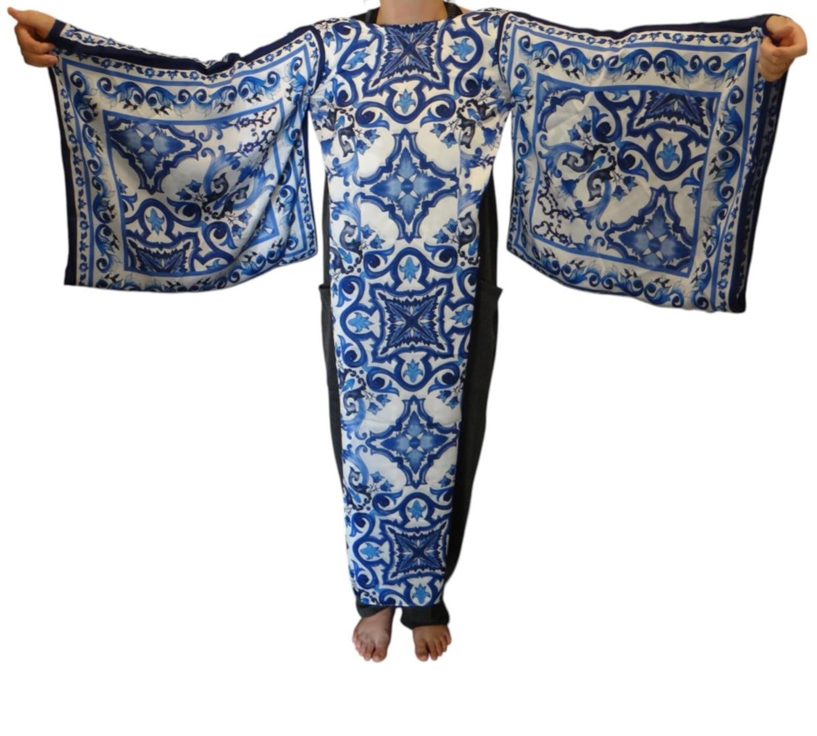 Elegant Blue Print Kaftan Dress - Stylish Women's Fashion