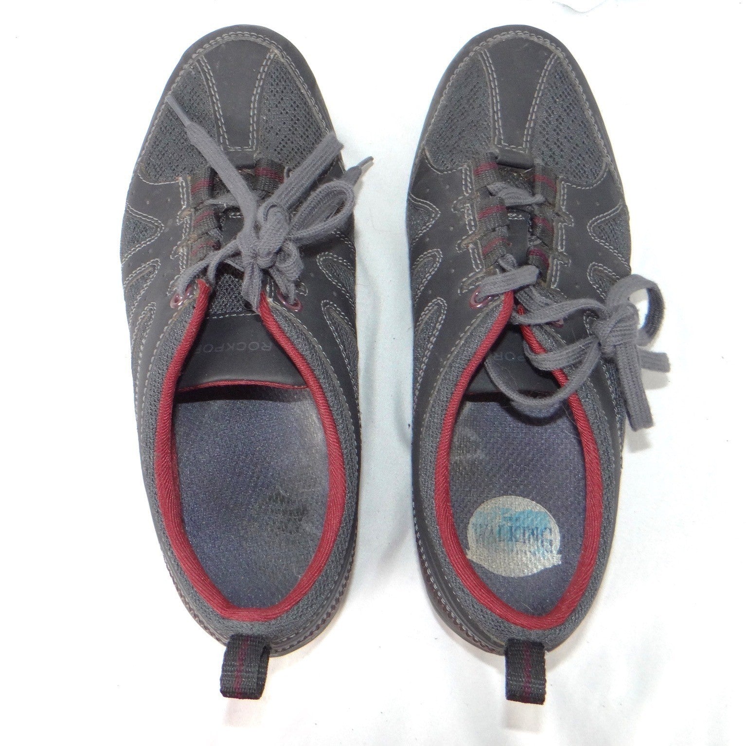 Rockport Walking Sneakers Womens 7.5 Charcoal Grey Burgundy Low Top Shoe